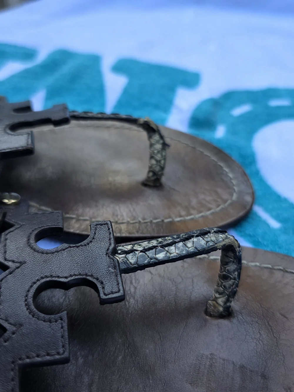 Tory Burch Brown Leather Miller T-Strap Sandals